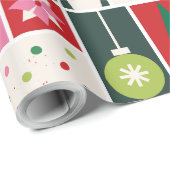 Green Red Pink Geometric Modern Christmas Wrapping Geschenkpapier (Rolleneckpunkt)