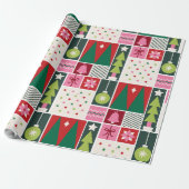 Green Red Pink Geometric Modern Christmas Wrapping Geschenkpapier (Ungerollt)