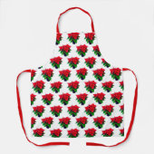 Green & Red Poinsettia Pot Pflanze Muster auf Weiß Schürze (Vorderseite)