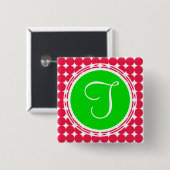 Green & Red Polka Dot Monogram Button (Vorne & Hinten)