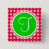 Green & Red Polka Dot Monogram Button (Vorderseite)