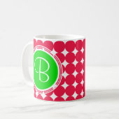 Green & Red Polka Dot Monogram Kaffeetasse (Vorderseite Links)