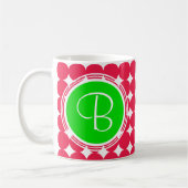 Green & Red Polka Dot Monogram Kaffeetasse (Links)