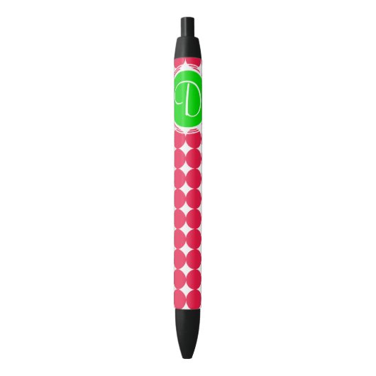 Green & Red Polka Dot Monogram Kugelschreiber (Vorderseite Vertikal)
