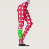 Green & Red Polka Dot Monogram Leggings (Rechts)