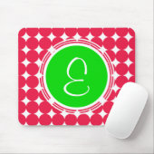 Green & Red Polka Dot Monogram Mousepad (Mit Mouse)