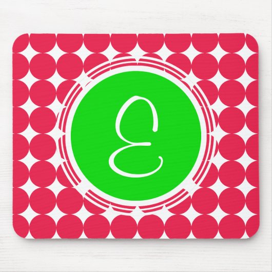 Green & Red Polka Dot Monogram Mousepad (Vorne)
