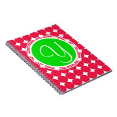 Green & Red Polka Dot Monogram Notizblock (Rechte Seite)