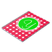 Green & Red Polka Dot Monogram Notizblock (Linke Seite)