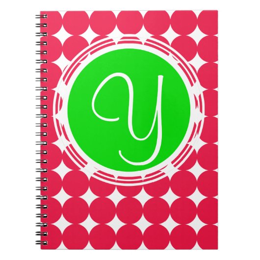 Green & Red Polka Dot Monogram Notizblock (Vorderseite)