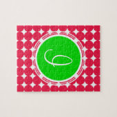 Green & Red Polka Dot Monogram Puzzle (Horizontal)