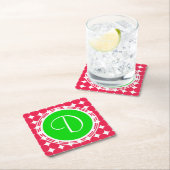 Green & Red Polka Dot Monogram Rechteckiger Pappuntersetzer (Vor Ort)
