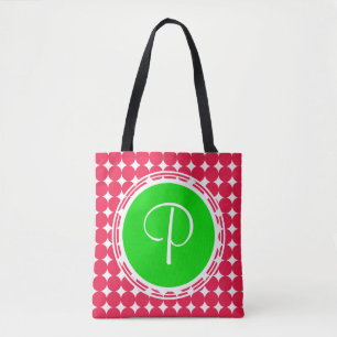 Green & Red Polka Dot Monogram Tasche