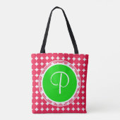 Green & Red Polka Dot Monogram Tasche (Rückseite)