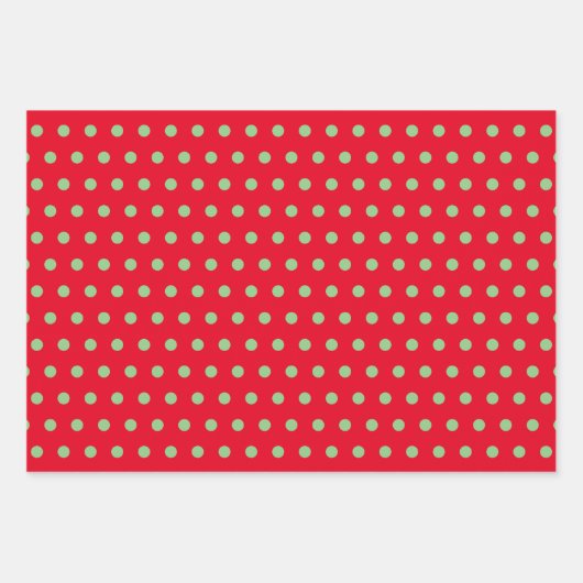 Green Red Polka Dots Minimal einfach Geschenkpapier Set (Vorderseite 3)
