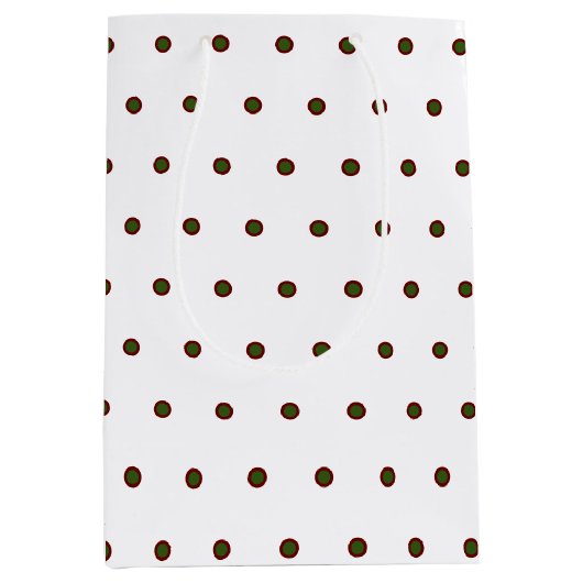 Green Red Polka Dots Weihnachtsgeschenktasche Mittlere Geschenktüte (Vorderseite)