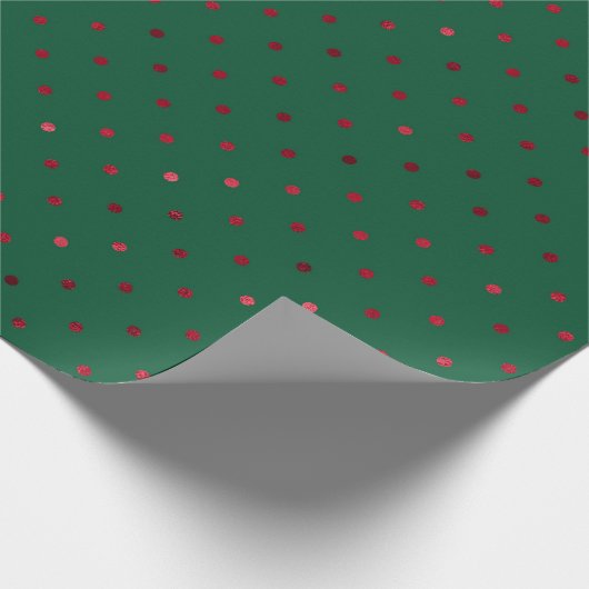 Green Red Punkt Metallic Pattern Holiday Geschenkpapier (Ecke)