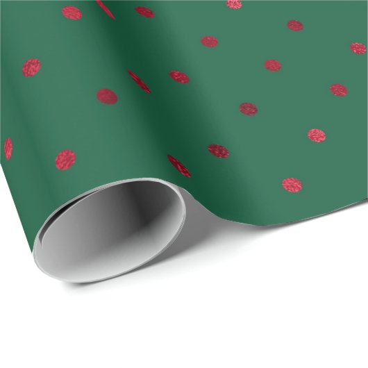 Green Red Punkt Metallic Pattern Holiday Geschenkpapier (Rolleneckpunkt)