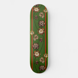 Green Red Retro Blume Cool Vintage Blüte Zeichnend Skateboard