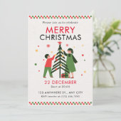 Green Red Simple Frohe Weihnachts-Einladung Einladung (Stehend Vorderseite)