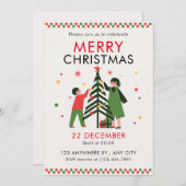 Green Red Simple Frohe Weihnachts-Einladung Einladung (Vorne/Hinten)