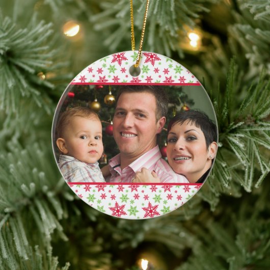 Green Red Snowflake Patches Weihnachtsgeschenk Fot Keramik Ornament (Baum)