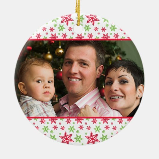 Green Red Snowflake Patches Weihnachtsgeschenk Fot Keramik Ornament (Hinten)