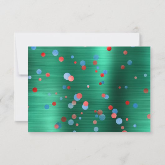 GREEN RED SPOT BALLOON RED SAVE THE DATE RSVP CARD (Rückseite)