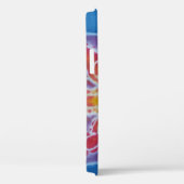 Green & Red Star Blue Background Gefärbte Krawatte Case-Mate iPhone Hülle (Rückseite / Rechts)