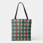 Green & Red Strick-Look All-Over-Print Tote-Tasche Tasche (Rückseite)
