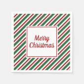 Green Red Stripes Pattern Frohe Weihnachten Napkin Serviette (Vorderseite)