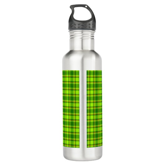 Green Red Tartan Checkered Kariert Pattern-55788 Edelstahlflasche (Rückseite)