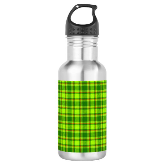 Green Red Tartan Checkered Kariert Pattern-55788 Edelstahlflasche (Vorderseite)