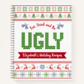 Green Red Ugge Weihnachts Sweater Rezept Kochbuch Notizblock (Vorderseite)