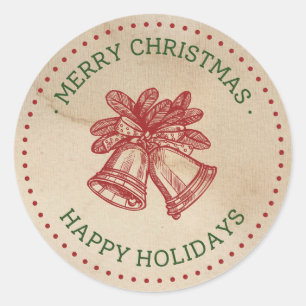 Green Red Vintag Jingle Bells Christmas Labels Runder Aufkleber