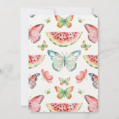 Green Red Watermelon Blue Butterflies Birthday Einladung (Rückseite)