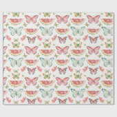 Green Red Watermelon Blue Butterflies Birthday Geschenkpapier (Flach)