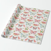 Green Red Watermelon Blue Butterflies Birthday Geschenkpapier (Ungerollt)