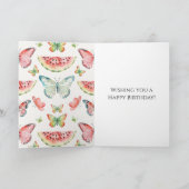 Green Red Watermelon Blue Butterflies Birthday Karte (Innenseite)