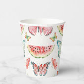 Green Red Watermelon Blue Butterflies Birthday Pappbecher (Rechts)