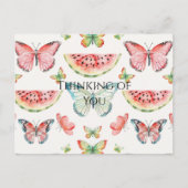 Green Red Watermelon Blue Butterflies Birthday Postkarte (Vorderseite)