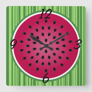Green Red Watermelon Design Quadratische Wanduhr
