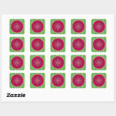 Green Red Watermelon Design Quadratischer Aufkleber (Blatt)