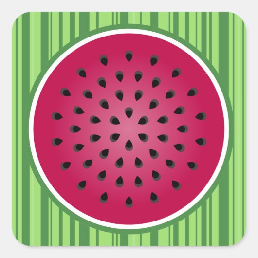 Green Red Watermelon Design Quadratischer Aufkleber (Vorderseite)