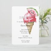 Green Red Watermelon Ice Cream Cone Birthday Einladung (Stehend Vorderseite)