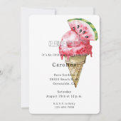 Green Red Watermelon Ice Cream Cone Birthday Einladung (Vorderseite)