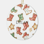 Green Red Western Cowboy Boots Weihnachten Keramik Ornament (Links)
