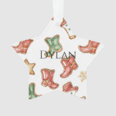 Green Red Western Cowboy Boots Weihnachten Ornament (Vorderseite)