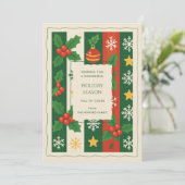 Green Red Whimsical Strip Wasserfarbe Ferienkarte (Stehend Vorderseite)