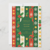 Green Red Whimsical Strip Wasserfarbe Ferienkarte (Vorderseite)